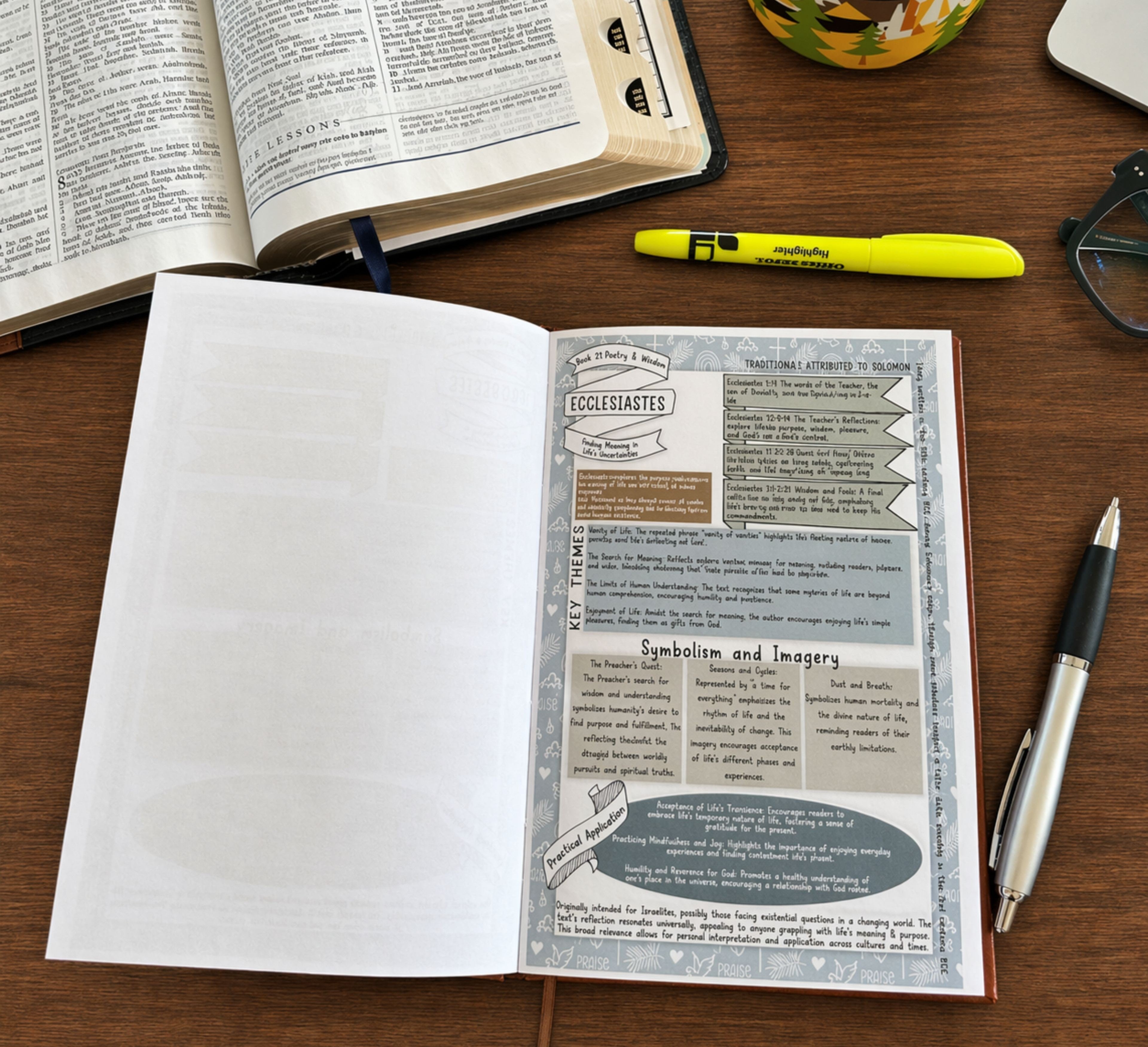 Open Bible Study Guide with highlighter